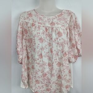 2/$30 PARELL SKIES Floral Pink Top Cottagecore, Coquettegirl (#1,302)